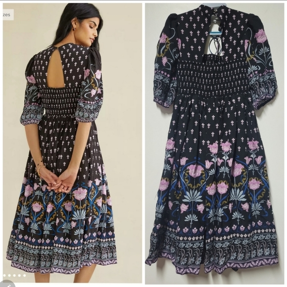 Anthropologie Dasha Smocked Midi Dress - MP - Picture 10 of 15